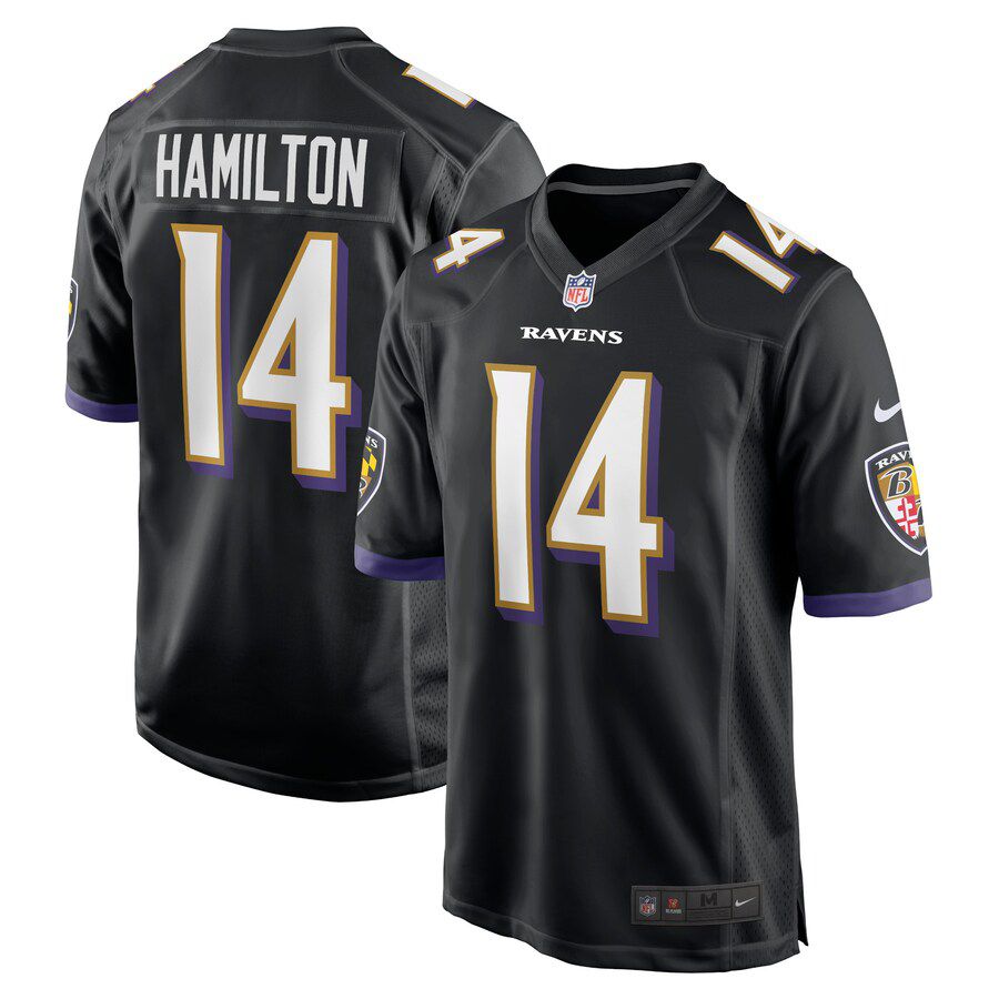 Men Baltimore Ravens #14 Kyle Hamilton Nike Black Player Game NFL Jersey